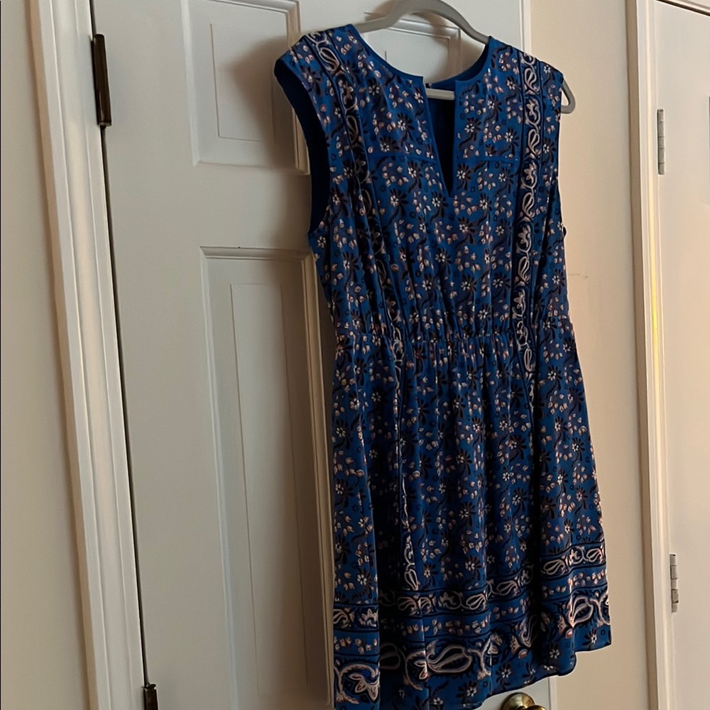 Jcrew never worn silk handkerchief Blue Floral Sleeveless Dress 12 petite